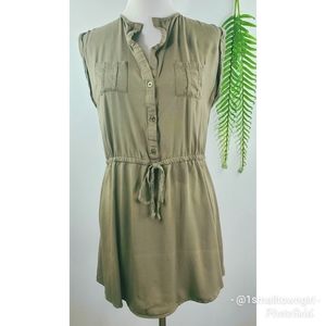 Dreamers olive green button front midi dress M